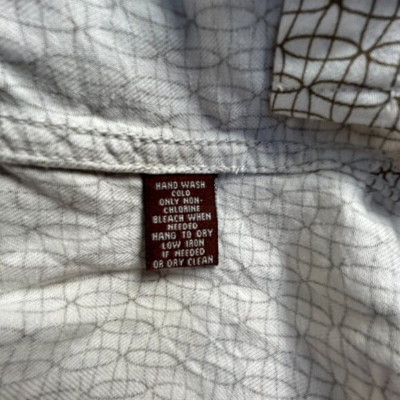 Patrick James West Coast Classic Mens Geometric Print Shirt XXL Ivory Silk Blend - Picture 4 of 7